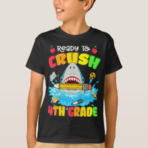 Ready To Crush 4th Grade Shark Back To School Boys T-Shirt