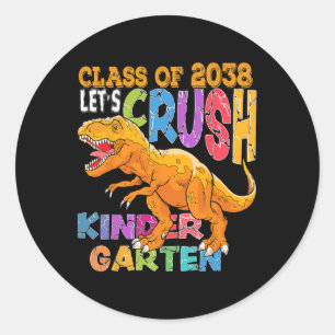 Ready To Crush Kindergarten 2038 Dinosaur Ck To Sc Classic Round Sticker
