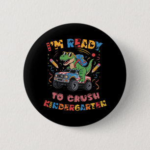 Ready To Crush Kindergarten Monster Truck Boys T-r 6 Cm Round Badge
