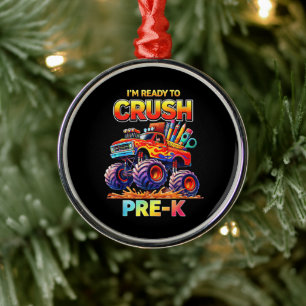 Ready to Crush Pre-K Monster Truck Back to School Metal Tree Decoration