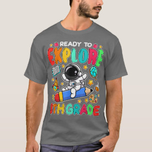 Ready To Eplore 8th Grade Skating Astronaut Back T T-Shirt