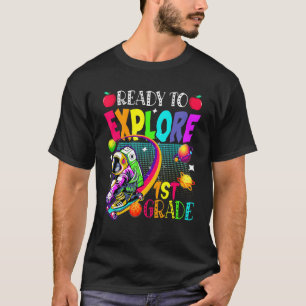 Ready To Explore 1st Grade Skating Astronaut Back T-Shirt