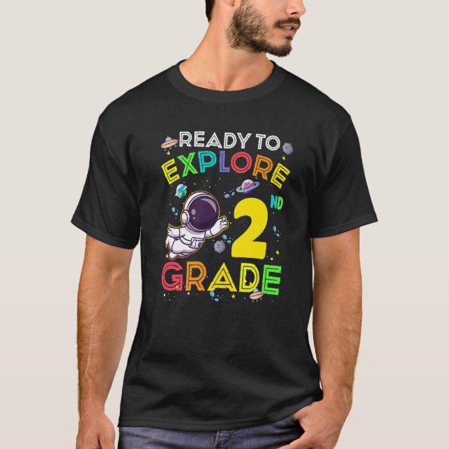 Ready To Explore 2nd Grade Cute Astronaut Kids Boy T-Shirt (Front)