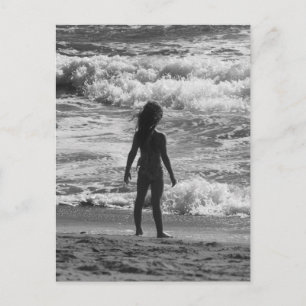 Ready to Face the World - Girl on the Beach Postcard