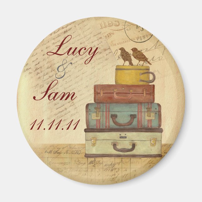 Ready To Fly Love Birds Save The Date Magnet Round (Front)