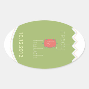 "Ready to Hatch" Baby Shower oval stickers
