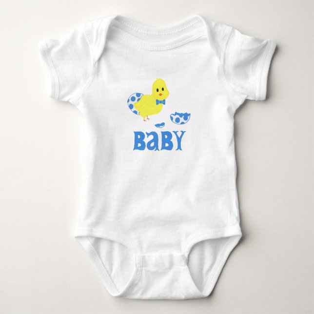 Ready To Hatch Chicky Boy Baby Shower Bodysuit (Front)
