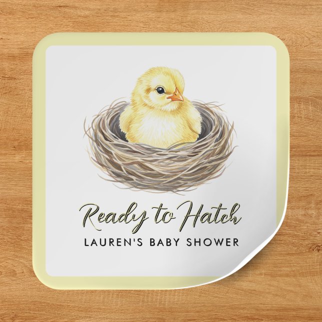 Ready To Hatch Yellow Spring Chick Baby Shower Square Sticker (Ready To Hatch Yellow Spring Chick Baby Shower Square Sticker
)