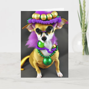 Ready to Party? Mardi Gras Chihuahua Card