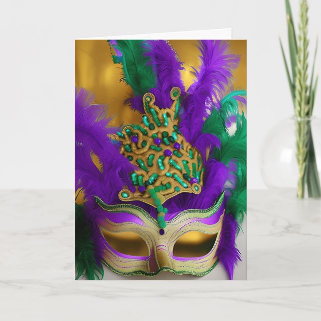 Ready to Party?  Mardi Gras Masquerade Make Card (Front)