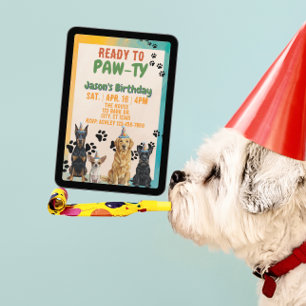 Ready to PAW-TY, party dogs, birthday Invitation