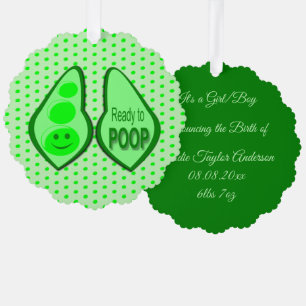 Ready to Poop New Baby Funny Green Pea Custom Tree Decoration Card