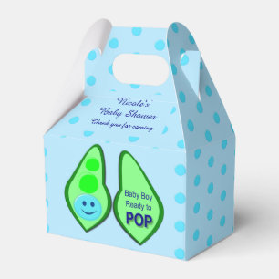 Ready to Pop Baby Boy Blue Pea Baby Shower Custom  Favour Box