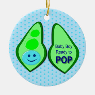 Ready to Pop Baby Boy Blue Pea Ceramic Tree Decoration