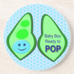 Ready to Pop Baby Boy Blue Pea Coaster