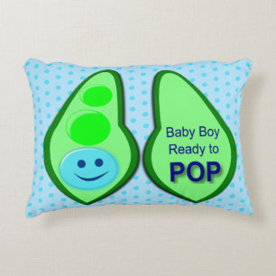 Ready to Pop Baby Boy Blue Pea Decorative Cushion
