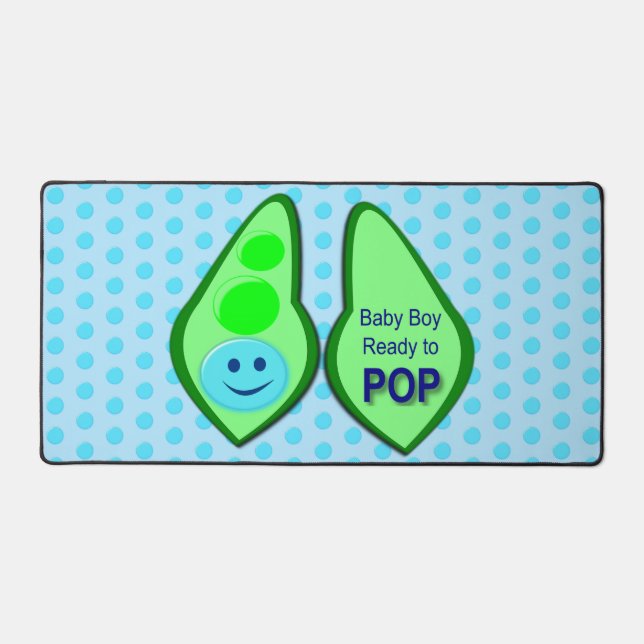 Ready to Pop Baby Boy Blue Pea Desk Mat (Front)