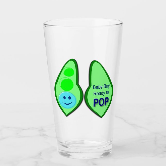 Ready to Pop Baby Boy Blue Pea Glass (Front)