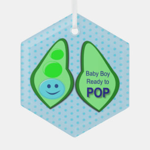 Ready to Pop Baby Boy Blue Pea Glass Tree Decoration