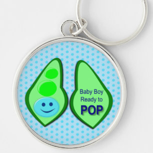 Ready to Pop Baby Boy Blue Pea Key Ring