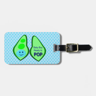 Ready to Pop Baby Boy Blue Pea Luggage Tag