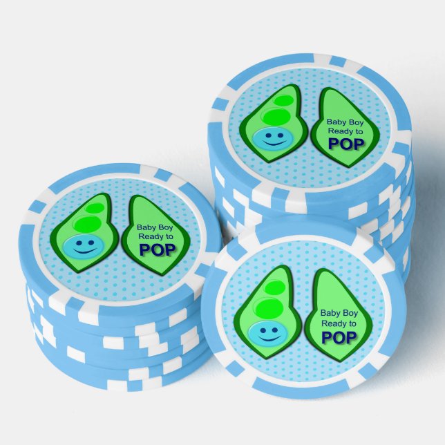 Ready to Pop Baby Boy Blue Pea Poker Chips (Stack)