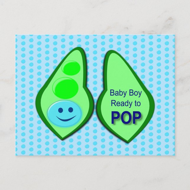 Ready to Pop Baby Boy Blue Pea Postcard (Front)