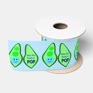 Ready to Pop Baby Boy Blue Pea Satin Ribbon