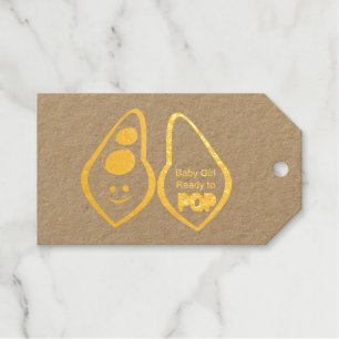 Ready to Pop Baby Girl Pink Pea Baby Shower Custom Gift Tags