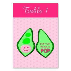 Ready to Pop Baby Girl Pink Pea Custom Baby Shower Table Number