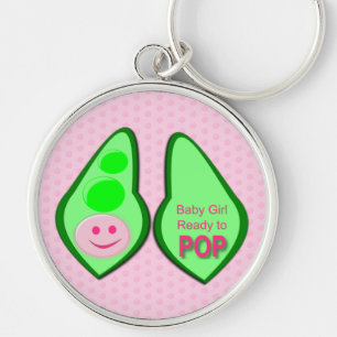 Ready to Pop Baby Girl Pink Pea Key Ring