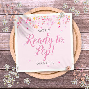Ready to Pop Baby Girl Shower Pink Blossom Napkin