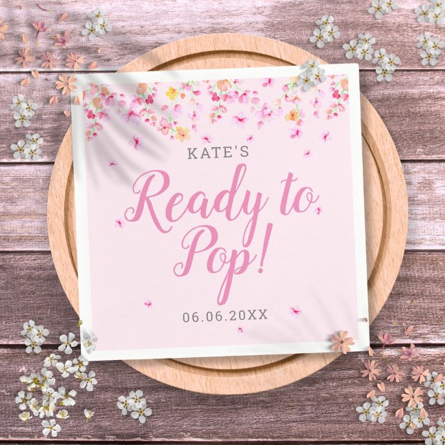 Ready to Pop Baby Girl Shower Pink Blossom Napkin (Ready to Pop Baby Girl Shower Pink Blossom Napkins)