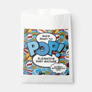 Ready to Pop Baby Shower Blue Comic Book Favour Bags