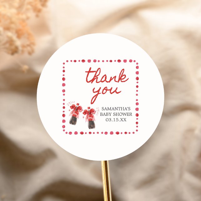 Ready to Pop Baby Shower Classic Round Sticker (She's Ready to Pop Cola Baby Shower Sticker)