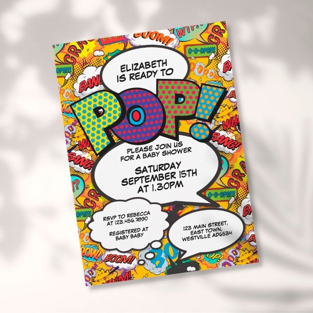 Ready to Pop Baby Shower Comic Book Modern Invitation (Creator Uploaded)