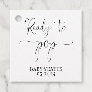 Ready to Pop Baby Shower Favour Tag Popcorn Bottle