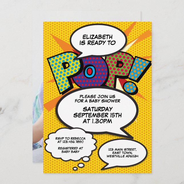 Ready to Pop Baby Shower Gender Neutral Photo Invitation (Front/Back)