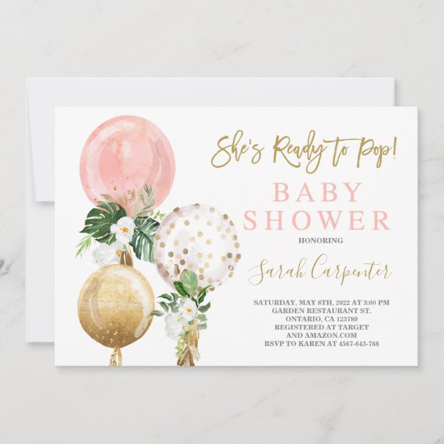 Ready to pop Baby Shower girl Invitation (Front)