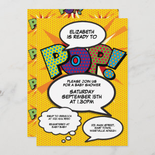 Ready to Pop Baby Shower Modern Comic Fun Invitation