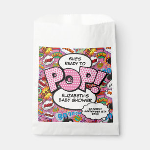 Ready to Pop Baby Shower Pink Comic Book Favour Bags