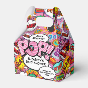 Ready to Pop Baby Shower Pink Comic Book Favour Box