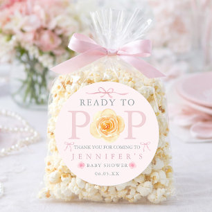Ready to Pop Baby Shower Popcorn Bag  Classic Round Sticker
