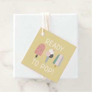 Ready to Pop Boho Baby Shower Favour Tag Mustard