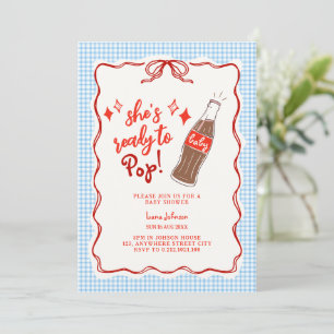 Ready to Pop Cola bottle doodle Baby shower Invitation