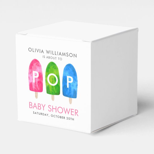 Ready to Pop colourful Popsicle Baby Shower Favour Box (Front Side)