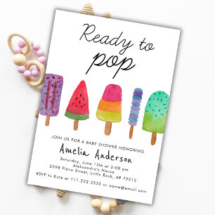 Ready To Pop Colourful Popsicle Baby Shower  Invitation
