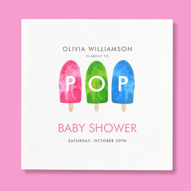 Ready to Pop colourful Popsicle Baby Shower Napkin (Creator Uploaded)