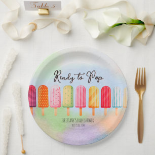 Ready to Pop Colourful Popsicle Baby Shower  Paper Plate