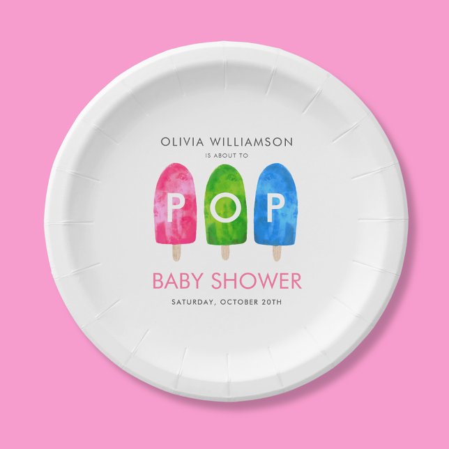 Ready to Pop colourful Popsicle Baby Shower Paper Plate (Creator Uploaded)
